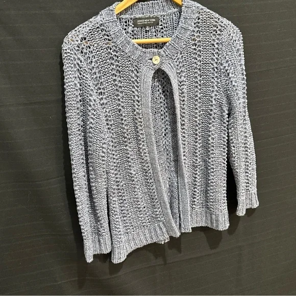 Jones New York Collection Petite Small Open Front Chunky Knit Cardigan Sweater - Picture 3 of 10